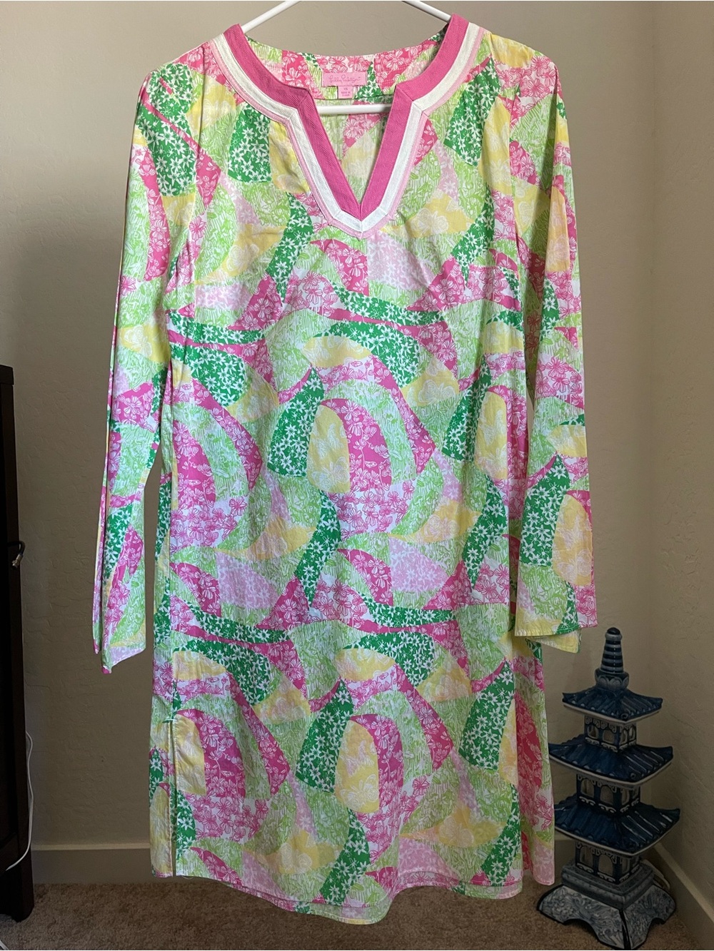 Lilly Pulitzer Pink, Green & Yellow Floral V-Neck Tunic